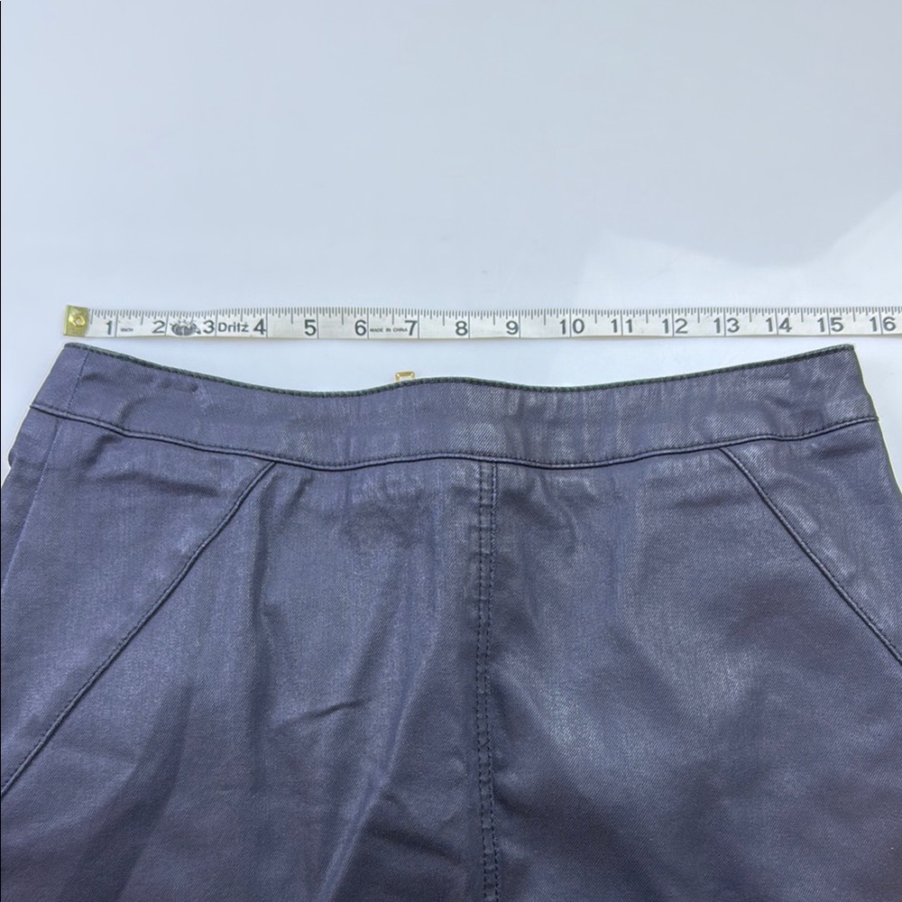 Reiss Black Ruth Coated Denim Zip Up Mini Skirt N279-21 - Picture 6 of 7